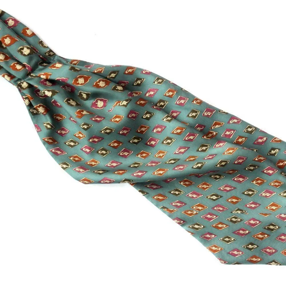 New Dusty Green Nautical Motive‎ Men's Cravat Ascot Gift Box A067